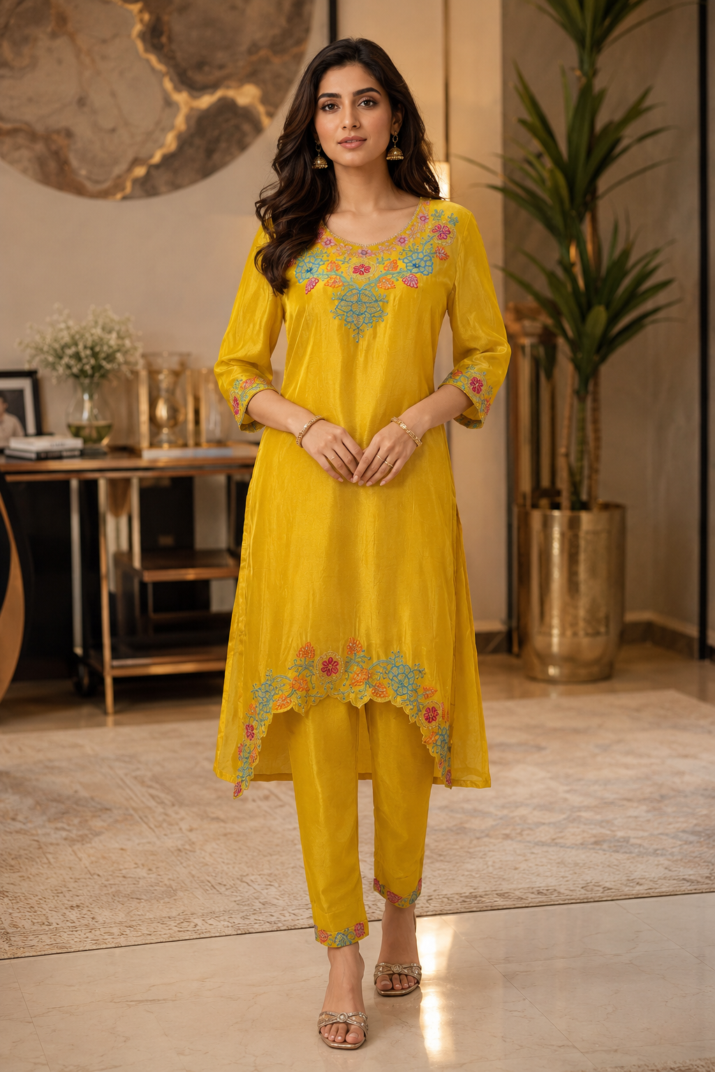 Yellow Co-ord Set Organza
