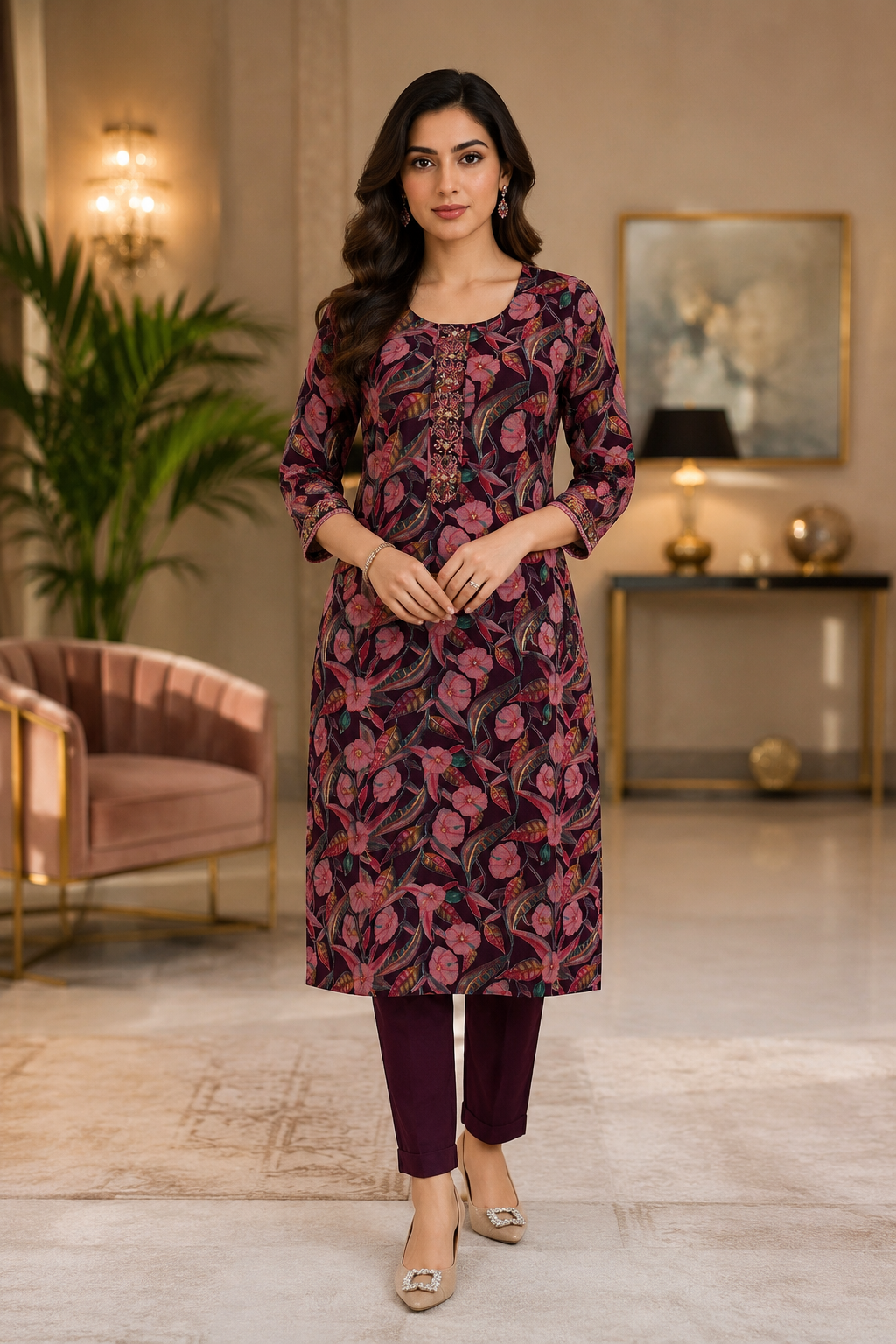 Muslin Printed Straight Suit