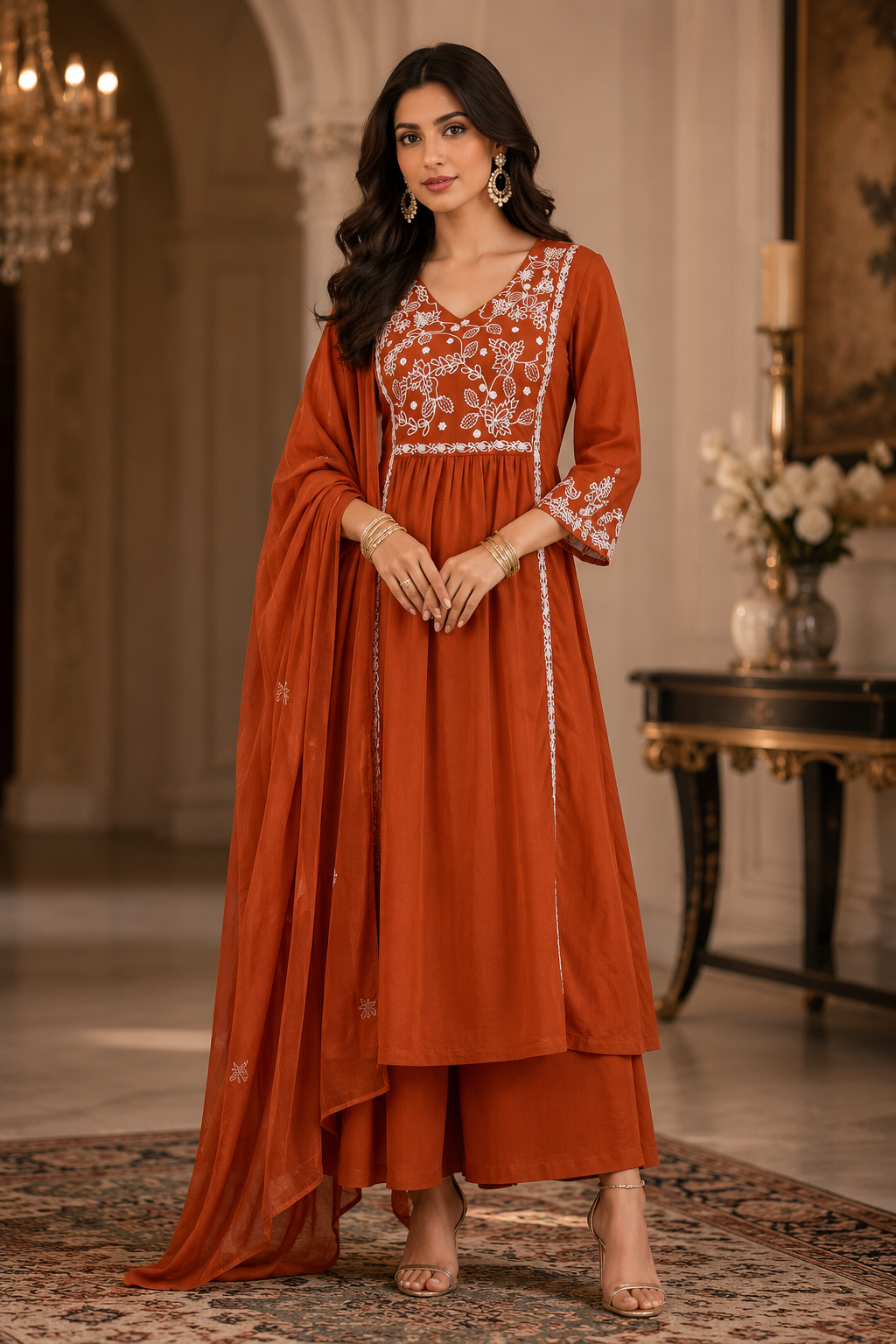 Cotton Kurta Pant And Dupatta Set
