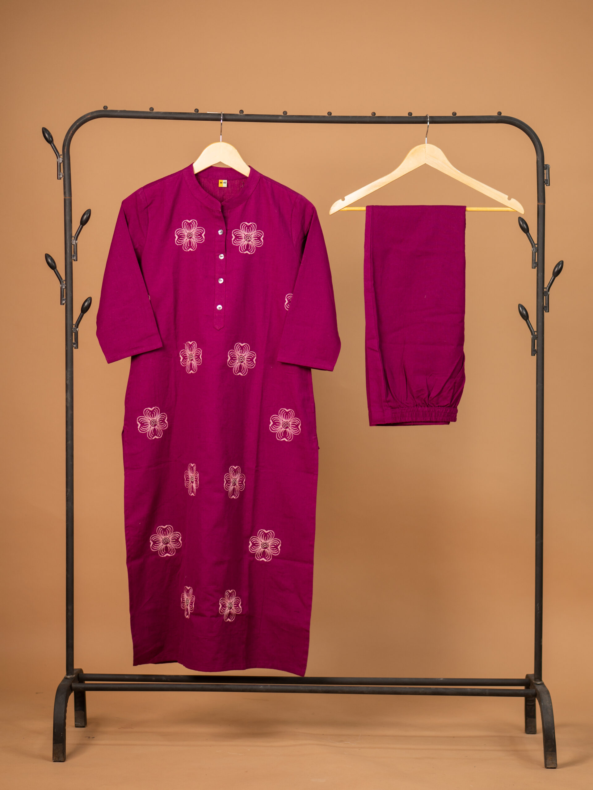 Purple Blossom Embroidered Kurta Set - Image 8
