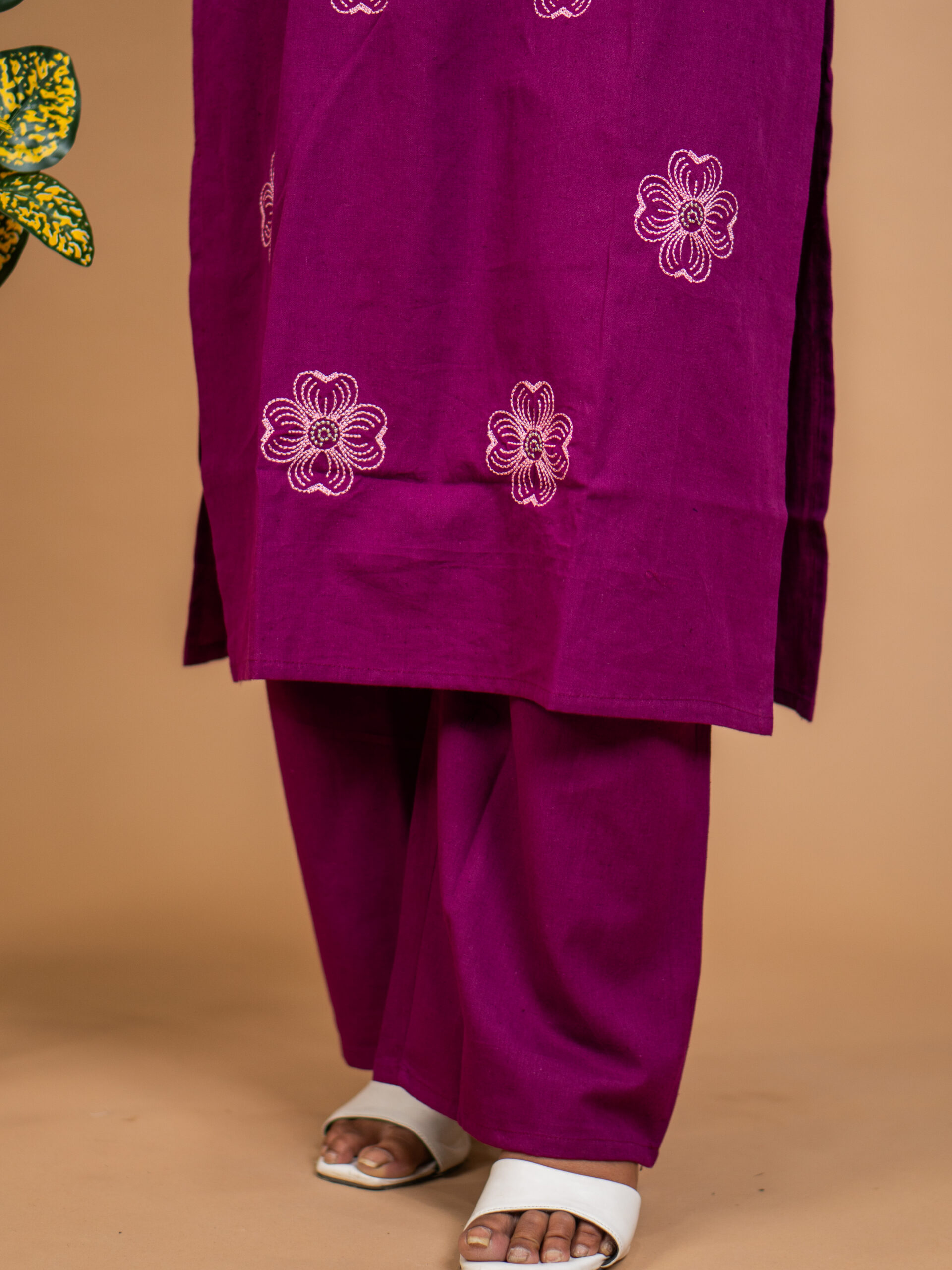 Purple Blossom Embroidered Kurta Set - Image 7