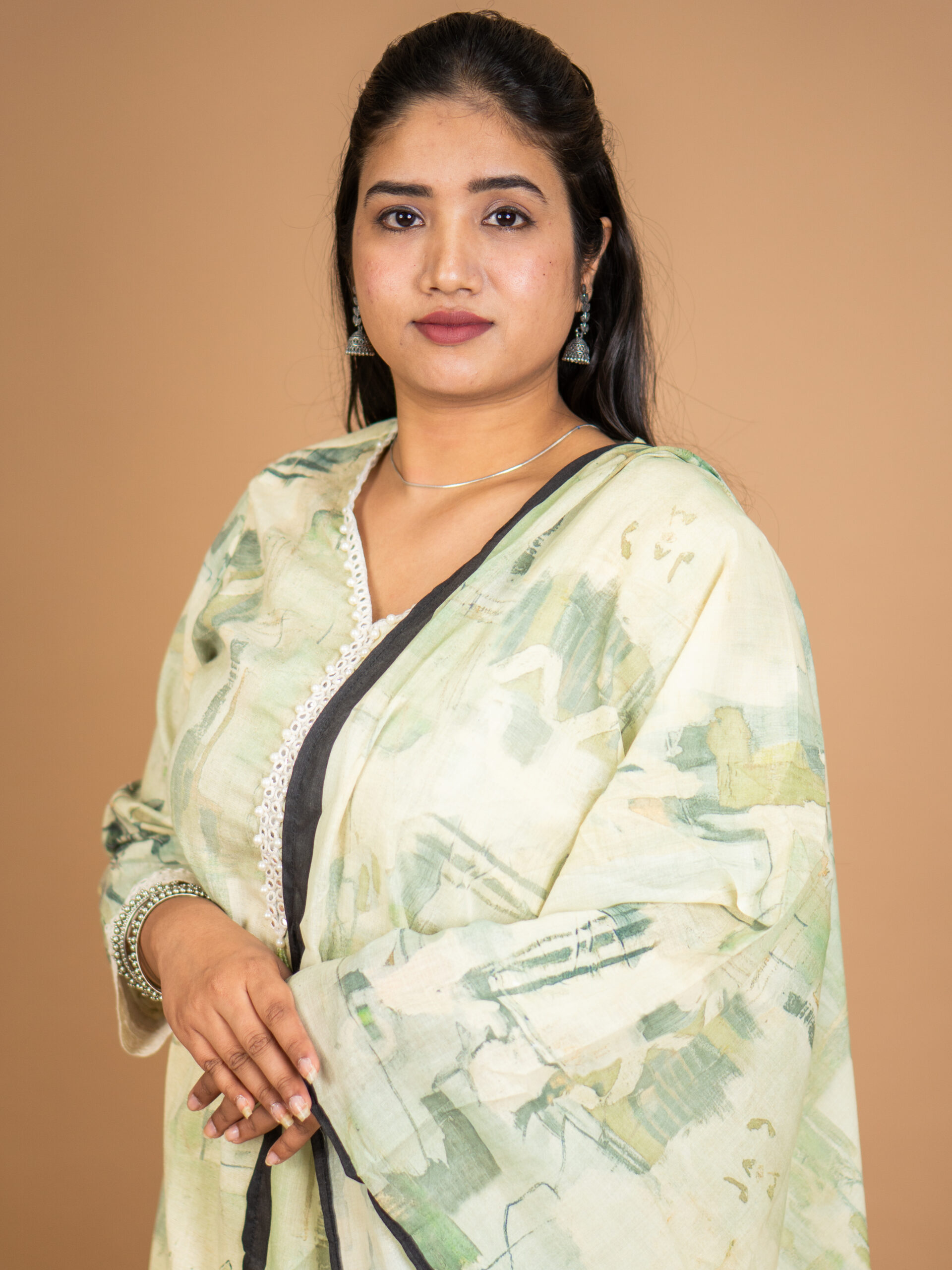 Pastel Green Abstract Print Kurta Set - Image 2