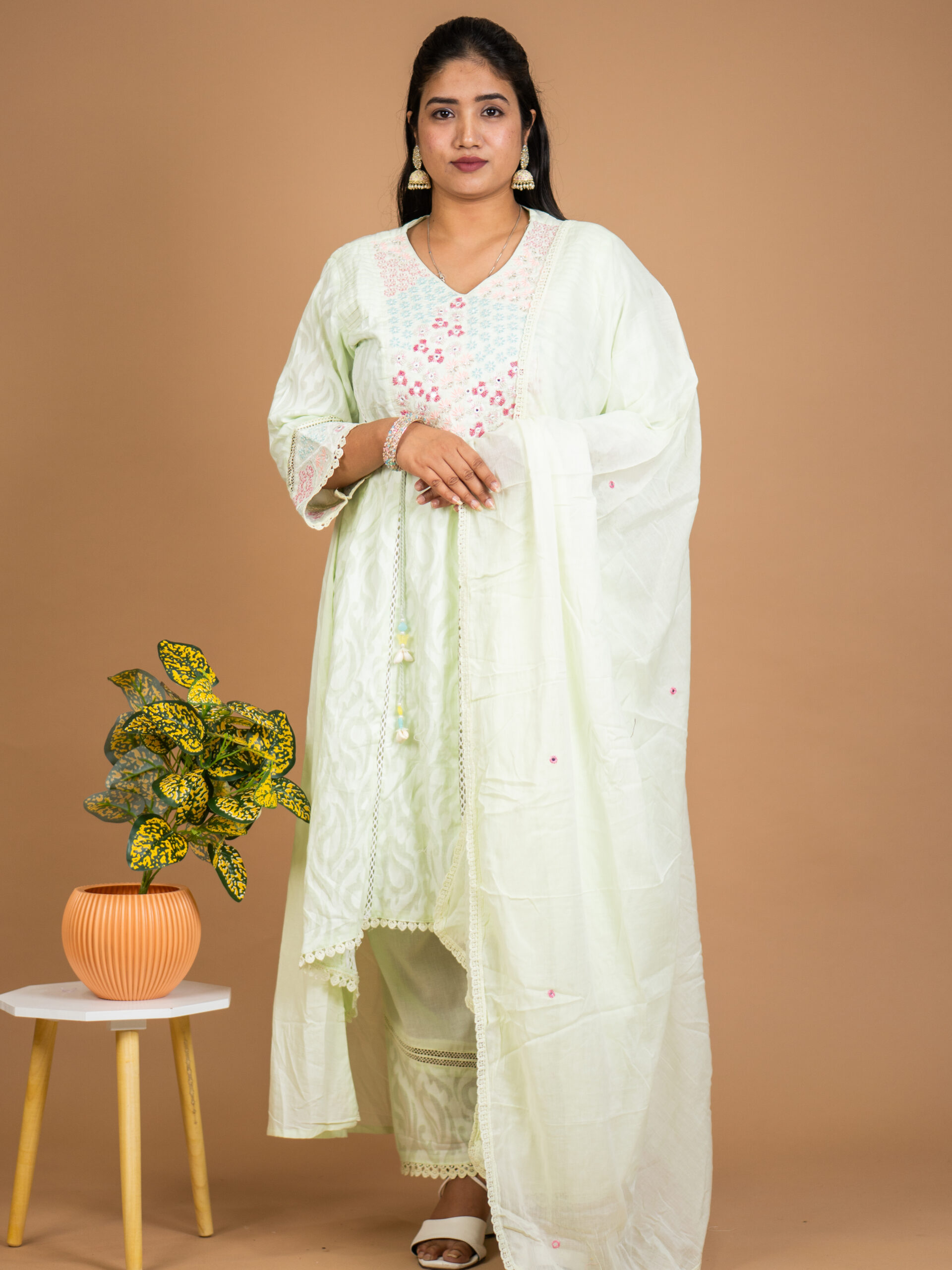 Mint Green Embroidered Suit Set