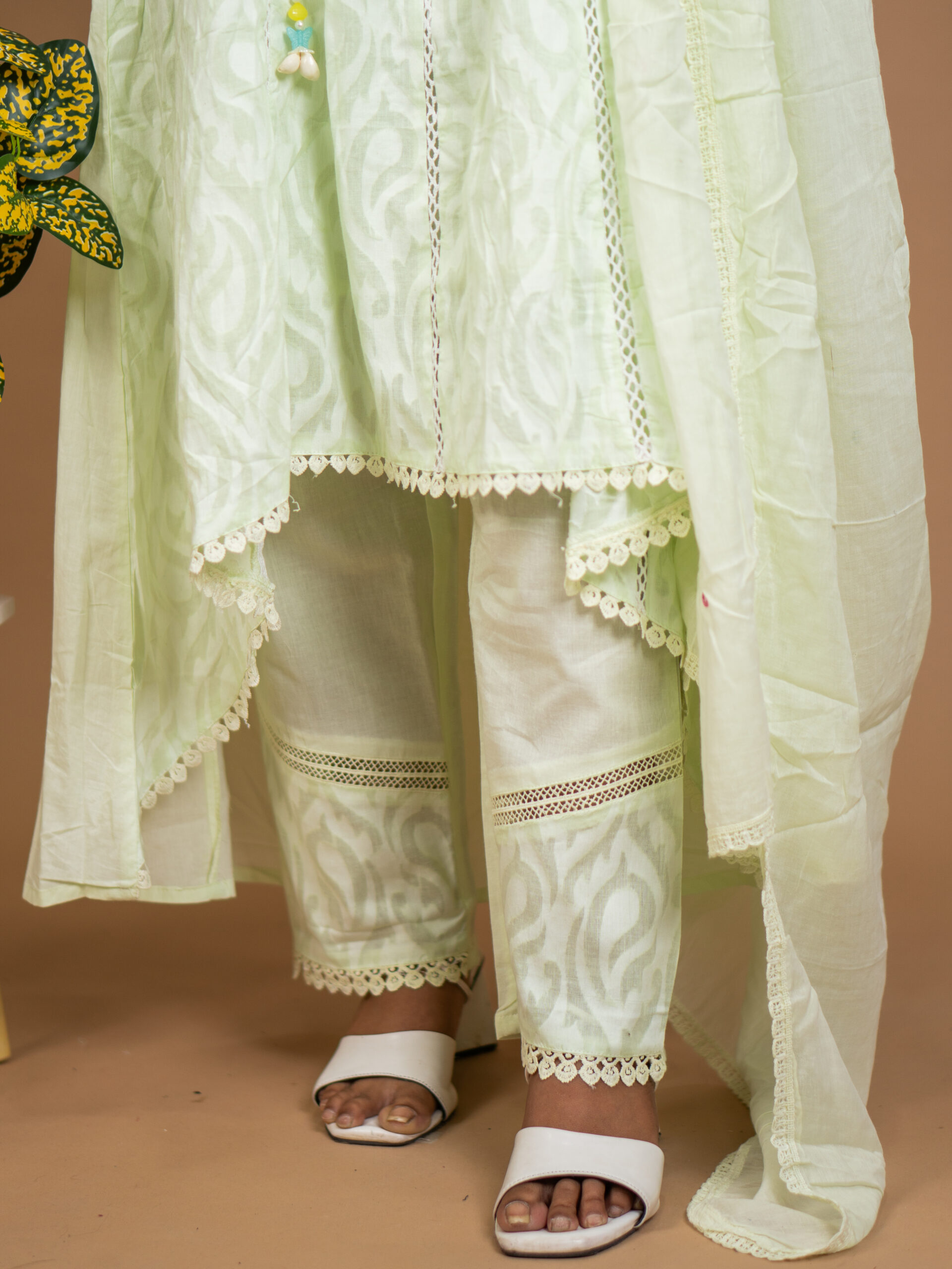 Mint Green Embroidered Suit Set - Image 3
