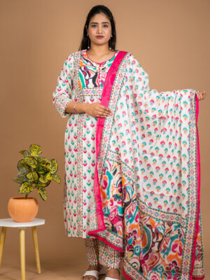Multicolor Ikat Printed Kurta Set
