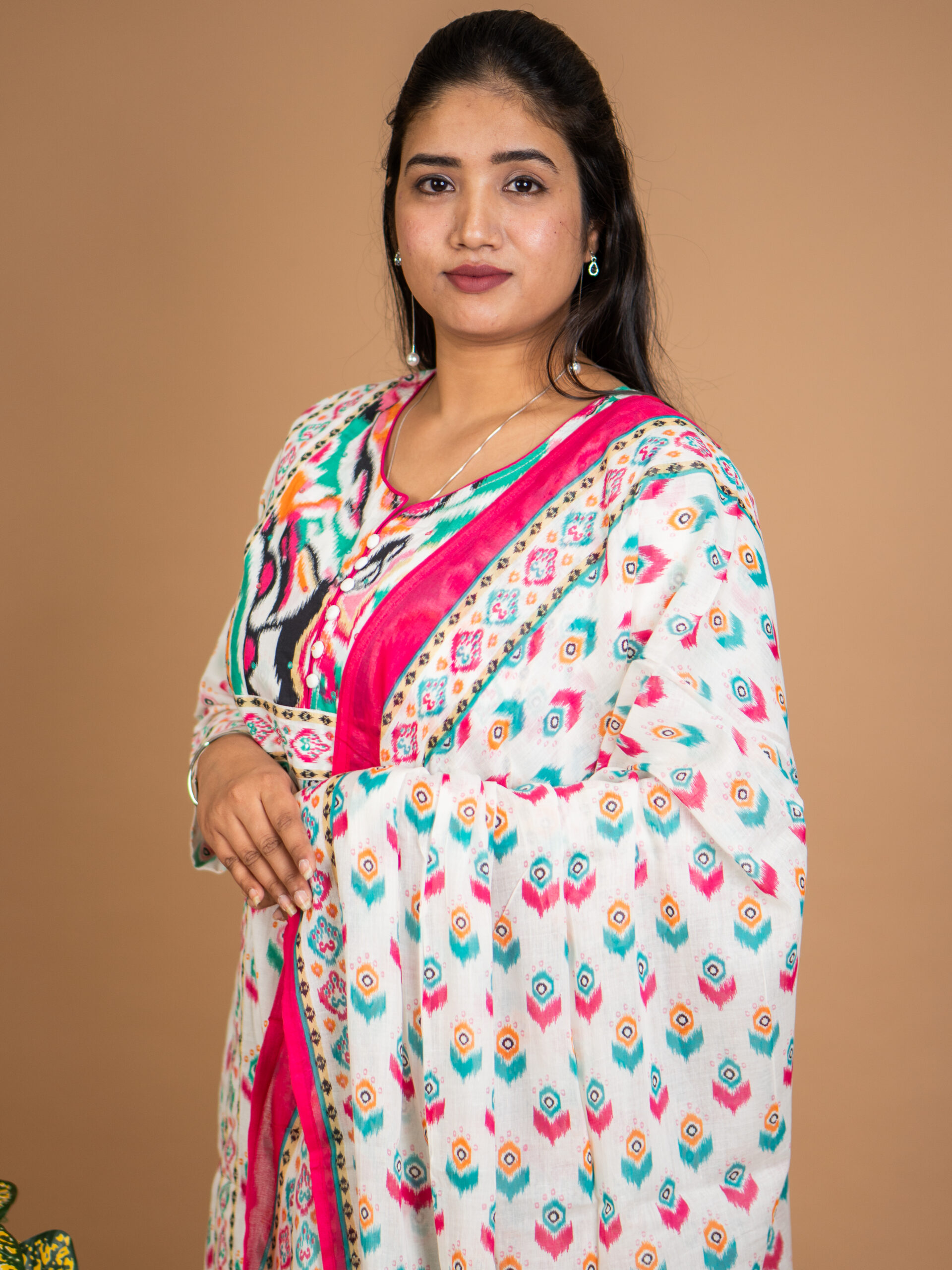 Multicolor Ikat Printed Kurta Set - Image 3